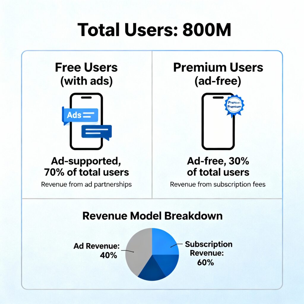 Illustration of ChatGPT with promotional ads appearing inside the conversation window